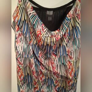 Tristan Striped Cowl Colorful Lined Mini Dress Size 6